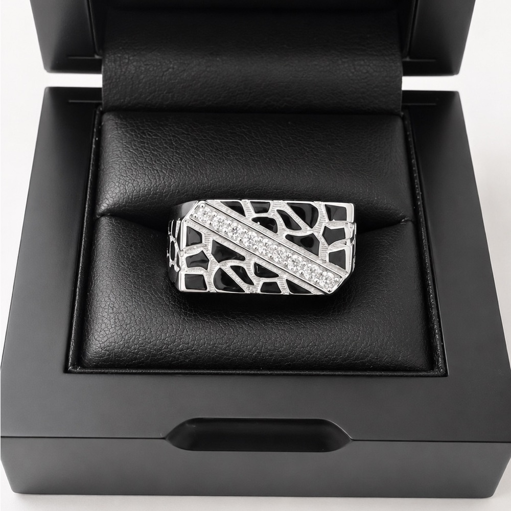 925 Sterling silver 0.50CT MOISSANITE Signet Men’s Ring Size 10, 11 or 12